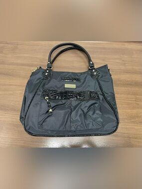 NWOT Samantha Brown Black Croc-Trim Weekend Travel Tote Bag